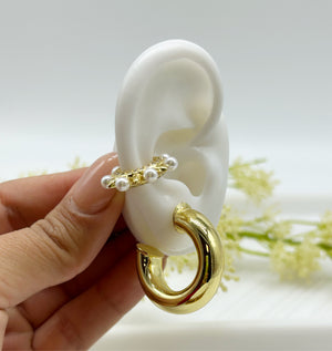 Pearl Cuff , Chunky Hoop